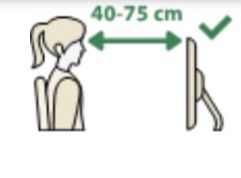 Pantalla a 40-75 cm, a la altura de los ojos