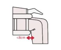Menos de 8 cm entre borde y pierna